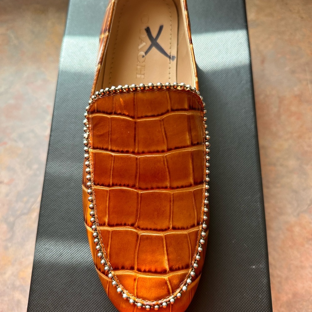 Coach flat 
Harper bead leather croc